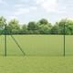 vidaXL Clôture en fil soudé avec 13 poteaux en spike verts 1.4x25 m en acier