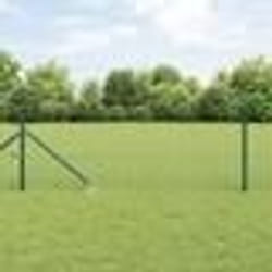 vidaXL Clôture en fil soudé avec 13 poteaux en pic vert 0,6x50 m en acier