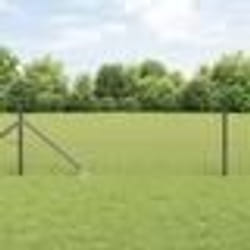 vidaXL Clôture en fil soudé avec 7 piquets en pic gris 0.6x10 m en acier