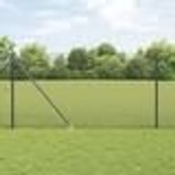 vidaXL Clôture en fil soudé avec 7 piquets d'ancrage Gris 1,4x10 m Acier
