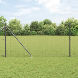 vidaXL Clôture en fil soudé avec 7 poteaux pointus gris 1,4x10 m en acier
