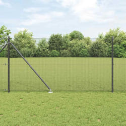 vidaXL Clôture en fil soudé avec 13 piquets en plastique gris 1,4x25 m acier