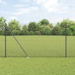 vidaXL Clôture en fil métallique soudé avec 13 poteaux pointus gris 1.5x50 m en acier