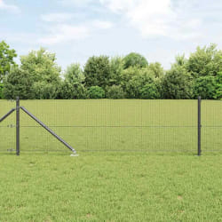 vidaXL Clôture avec poteaux Gris 0,8 x 100 m Acier