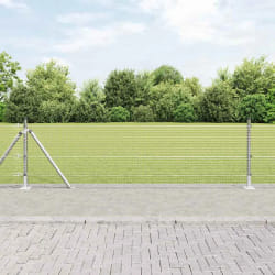 vidaXL Clôture en fil soudé avec 7 poteaux à collet 0,4x10 m en acier galvanisé