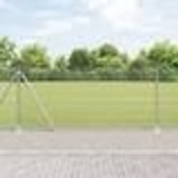 vidaXL Clôture en fil soudé avec 7 poteaux flangués 0,8x10 m en acier galvanisé