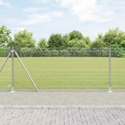 vidaXL Ensemble de poteaux de clôture 2 poteaux Acier galvanisé 10 m x 1 m