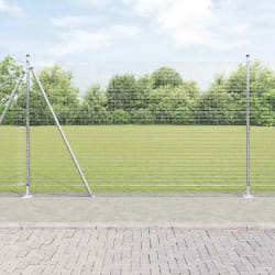 vidaXL Clôture en fil soudé avec 7 poteaux flans 1.4x10 m Acier galvanisé