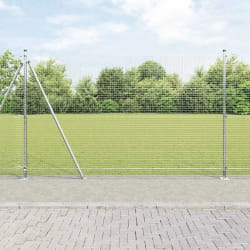 vidaXL Clôture en fil soudé avec 13 poteaux flasqués 1,6x25 m Acier galvanisé