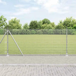 vidaXL Clôture en fil soudé avec 13 poteaux flasques 0,8 x 50 m en acier galvanisé