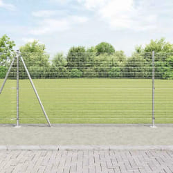 vidaXL Clôture en fil soudé avec 13 poteaux flanqués 1,2x50 m Acier galvanisé