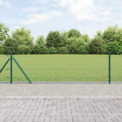 vidaXL Set de Poteaux de Clôture 2 Pcs Vert Métal, PVC 10 x 0.5 mètres