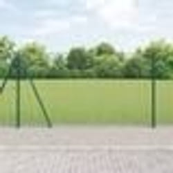 vidaXL Clôture en Fil Soudé avec 7 Poteaux Flanqués Vert 1,2 x 10 m Acier