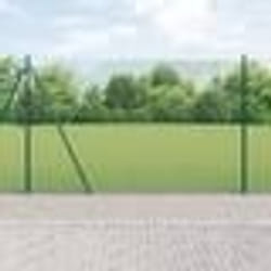 vidaXL Clôture en fil soudé avec 7 poteaux à patins Vert 1,4x10 m Acier