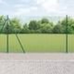 vidaXL Clôture en Fil Soudé avec 7 Poteaux Flanchés Vert 1,4x10 m Acier