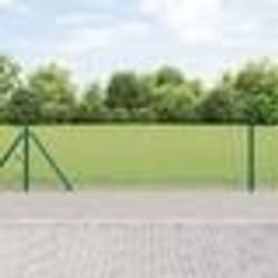 vidaXL Clôture en fil soudé avec 13 poteaux flasqués verte 0.4x25 m acier