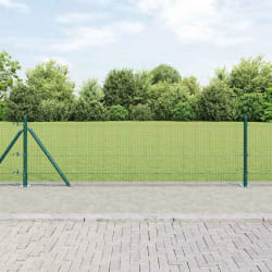 vidaXL Clôture avec poteaux Vert 0.5 x 25 m Acier
