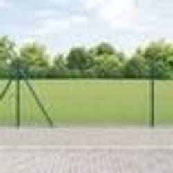 vidaXL Clôture en fil soudé avec 13 poteaux à embase verts 0.8x25 m acier