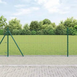 vidaXL Ensemble de poteaux de clôture verts Ensemble de 2 Vert Métal