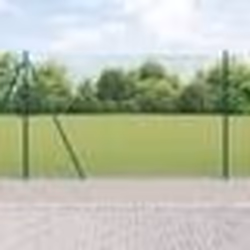 vidaXL Clôture en fil soudé avec 13 poteaux verts à rebord 1,5x25 m en acier