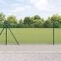 vidaXL Clôture en fil soudé avec 13 poteaux flangés Vert 0.8x50 m Acier