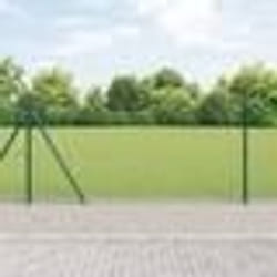 vidaXL Clôture en fil soudé avec 13 poteaux à flange Vert 0.8x100 m Acier