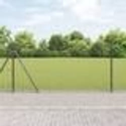 vidaXL Clôture en fil soudé avec 7 poteaux à rebord Gris 0.8x10 m Acier