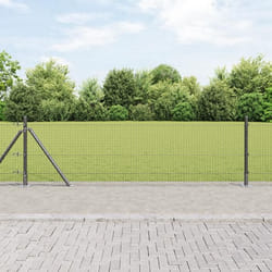 vidaXL Grillage soudé avec 13 poteaux flanchés Gris 0,6x25 m Acier