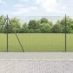 vidaXL Clôture en Fil Soudé avec 13 Poteaux à Bride Gris 1.6x2.5 m en Acier