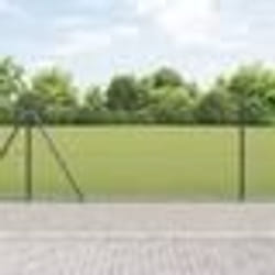 vidaXL Clôture en Fil Soudé avec 13 Poteaux à Base Flanquée Gris 1x50 m Acier