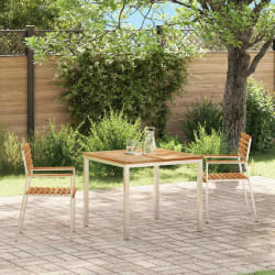 vidaXL Chaises de jardin empilables 2 pièces en bois massif teck et acier inoxydable