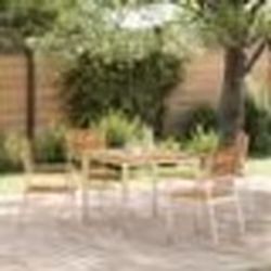 vidaXL Chaises de jardin empilables 4 pcs En bois massif teck et acier inoxydable