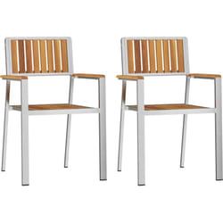 Vidaxl - Chaises de jardin empilables 2 pcs en bois d'acacia et acier inoxydable