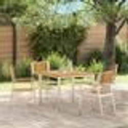 vidaXL Chaises de jardin empilables 4 pcs en bois d'acacia et acier inoxydable