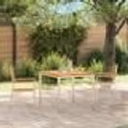 vidaXL Chaises de jardin empilables 2 pcs en bois massif Teck et acier inoxydable