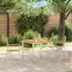 vidaXL Chaises de jardin empilables 2 pcs en bois massif Teck et acier inoxydable