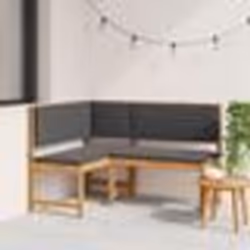 Banc d'angle de jardin vidaXL avec coussins 140x100x91 cm en bois massif d'acacia
