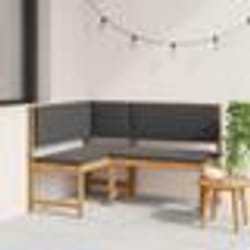 Banc d'angle de jardin vidaXL avec coussins 140x100x91 cm en bois massif d'acacia