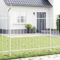 vidaXL Clôture de jardin avec sommet en arc blanc, 1,7x1,25 m en acier