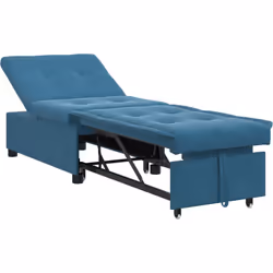 Ce canapé-lit 3-en-1 en velours bleu allie style et praticité, parfait pour s'asseoir ou dormir. Que tu reçoives des amis ou  ...