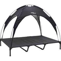 Lit pour Chien Surélevé avec Toit Amovible Noir xl Acier Vidaxl