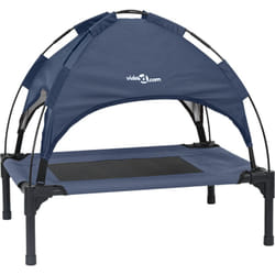 Lit pour chien surélevé avec toit amovible bleu marine Vidaxl