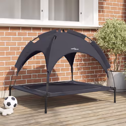 Ce grand lit pour chien surélevé est parfait pour les grandes races, offrant un espace de repos spacieux avec un auvent prati ...