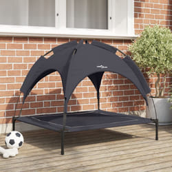 Lit pour chien surélevé avec toit amovible Noir l Acier Vidaxl