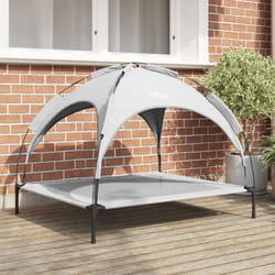 Lit surélevé pour chien avec toit amovible gris argenté xl en acier Vidaxl