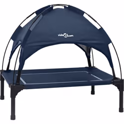 Ce lit pour chien surélevé est parfait pour les races de taille moyenne, offrant une zone de repos confortable avec une canop ...