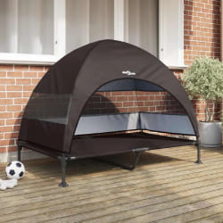 vidaXL Lit surélevé pour chien Marron 127 x 81 x 108 cm Tissu et acier