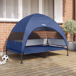 Ce lit pour chien surélevé est fait pour être utilisé à l'extérieur, alliant pratique et style moderne. Avec sa couleur bleu ...