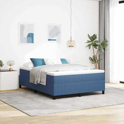 Lit À Ressorts Bleu 160 X 200 Cm Tissu En Velours Côtelé Vidaxl