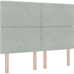Tête de lit capitonnée avec boutons en cristal, en velours gris clair, 160 cm vidaXL